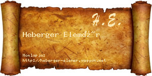 Heberger Elemér névjegykártya